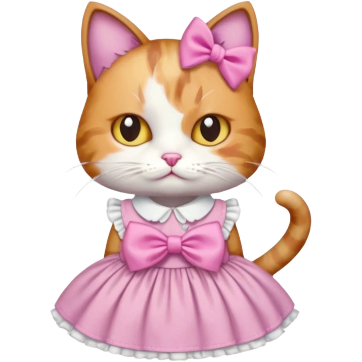 Cat with a dress and pink bow emoji