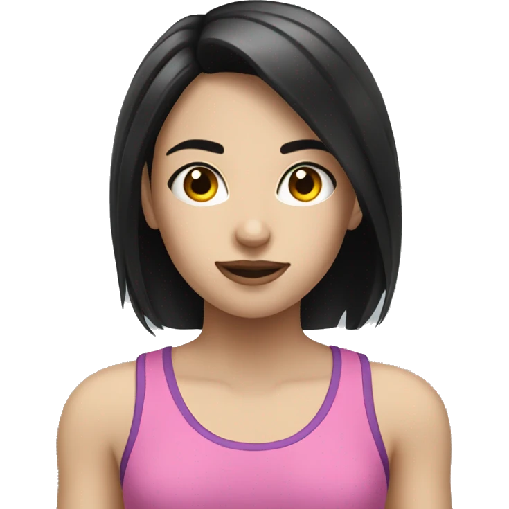 Pale girl black hair doing training emoji