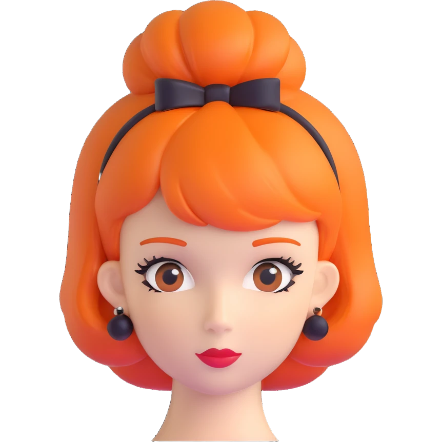 orange hair styled in a retro bouffant emoji