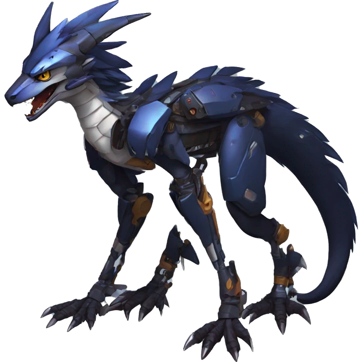 Full body Edgy Anthro Futuristic Mechanical Sergal-raptor-nargacuga-vernid emoji