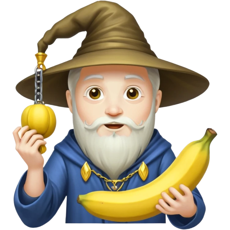 Wizard eating banana and working out with weights emoji
