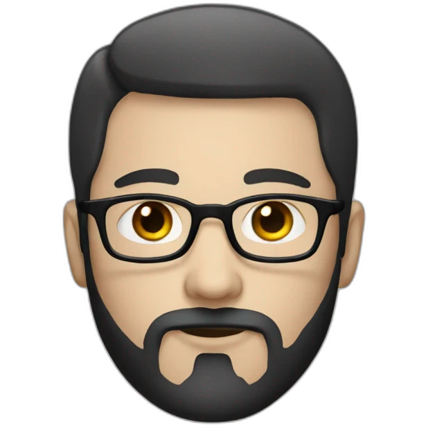 white man with round glasses and black straight short hair and short blackbeard emoji