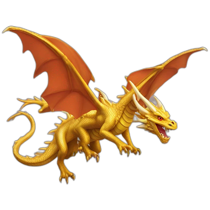 Flying Three headed gold dragon emoji