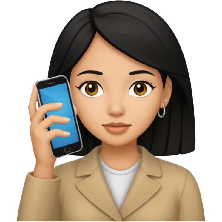 ligh skin black hair woman calling with her phone emoji