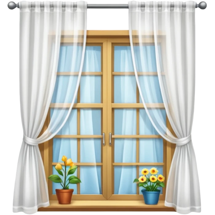Window with hanging things+ curtain, Apartment Windows. emoji