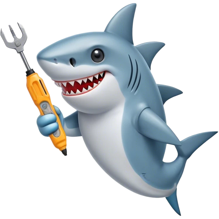 a shark with an screwdrier emoji