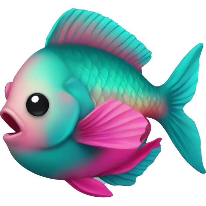 Teal and hot pink fish emoji