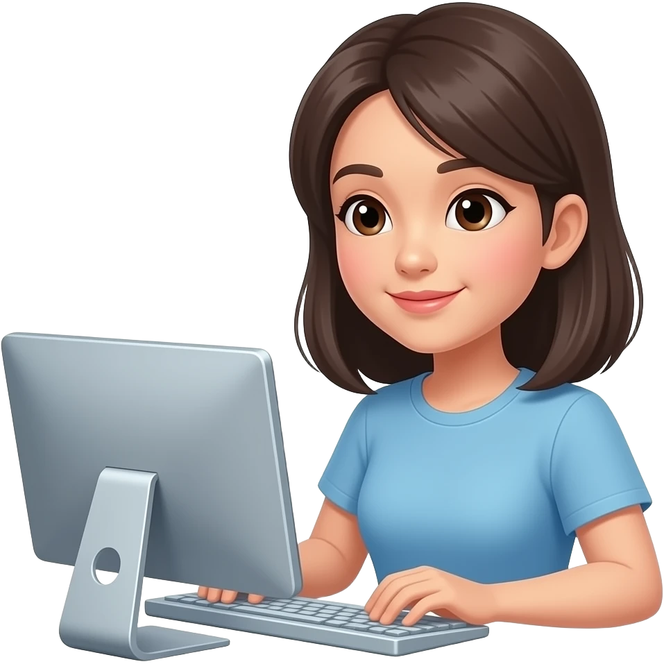 pretty asian woman using computer apple style emoji emoji