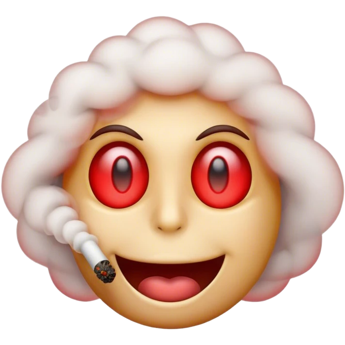 Emoji blowing out smoke with red eyes  emoji