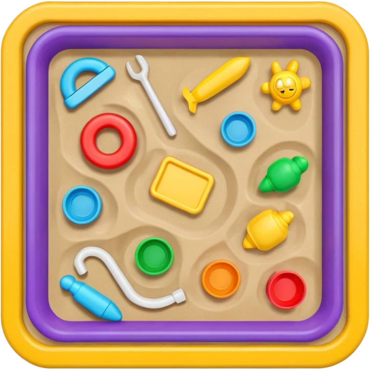sandbox, top-down view, bright colors emoji