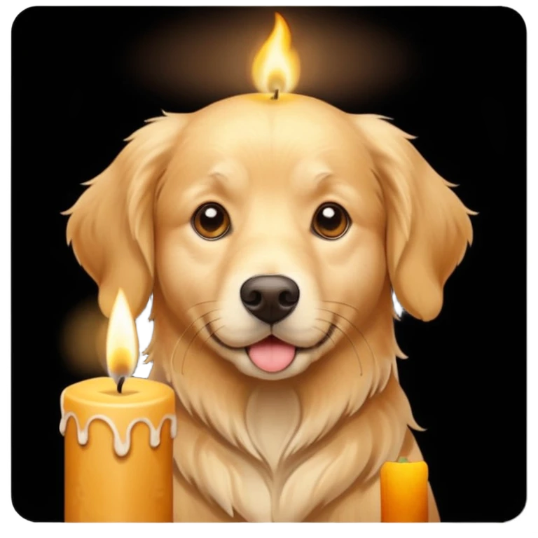 dog holding a lit aromatic candle in hand emoji