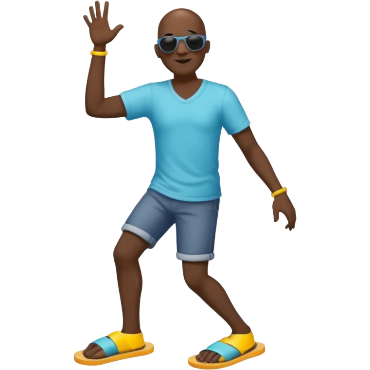 Black bald man with shades dancing in men’s flip flops  emoji