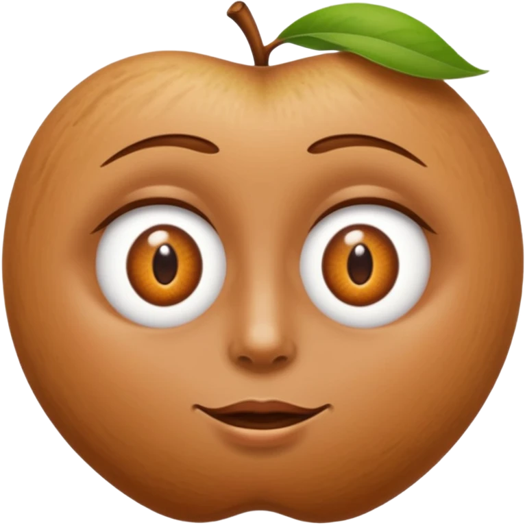 person with one large almond-shaped eye and one small almond-shaped eye, apple emoji style emoji
