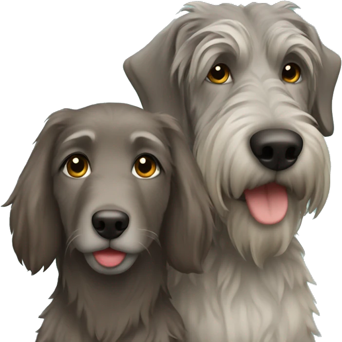 brown hair girl and Irish wolfhound dog  emoji
