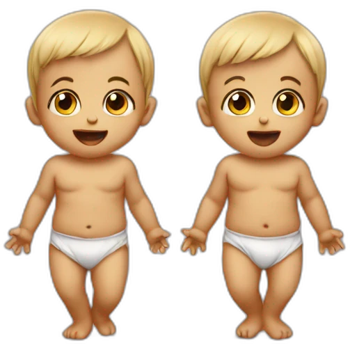 Two crazy babys stand on their ears emoji