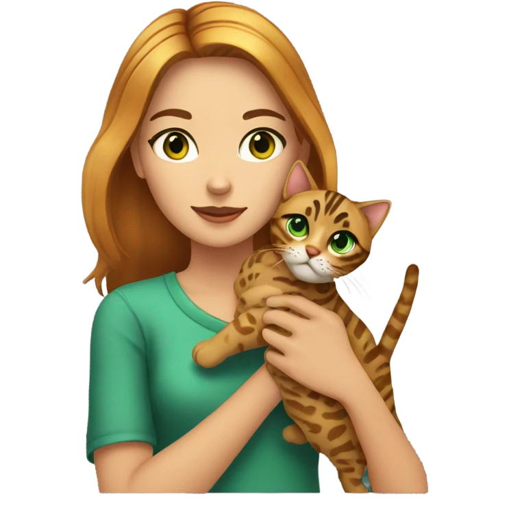 Girl with bengal cat emoji