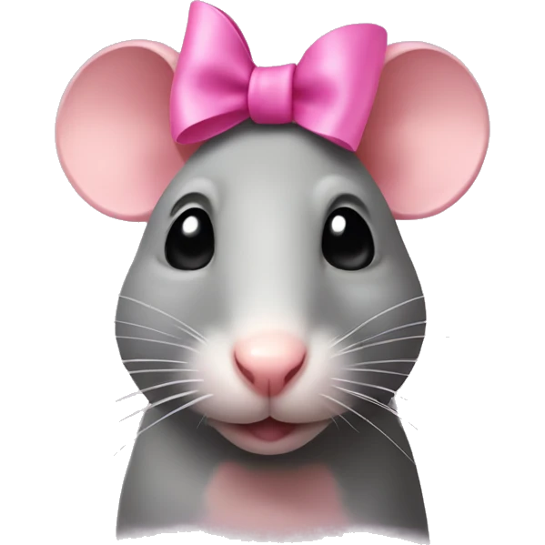 Rat with pink bow on head emoji