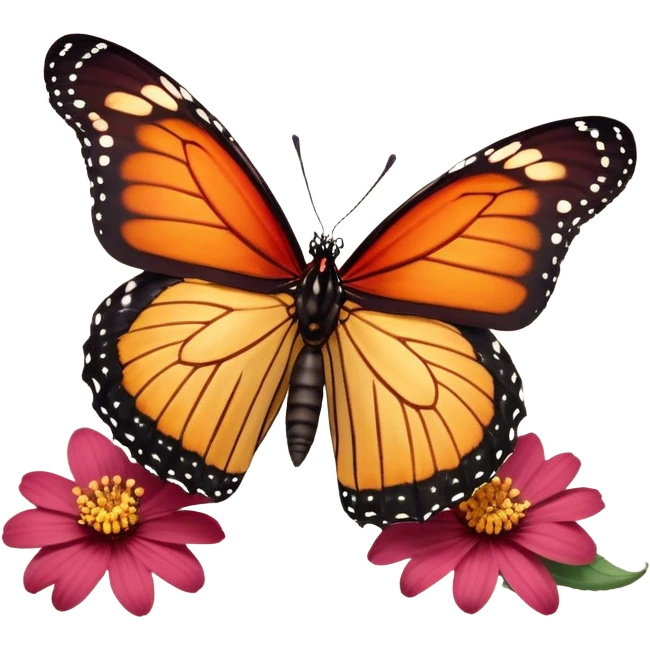 Cinematic Realistic Cute Yawning monarch Butterfly Portrait Emoji, Head tilted slightly with a dramatic, wide-open yawn, showcasing soft, downy ruby wings with gentle droop and half-closed, drowsy eyes rendered in exquisite natural detail, high shine, relaxed yet expressive, styled with a dash of delicate floral charm, soft glowing outline, capturing the essence of a sleepy yet affectionate red butterfly that appears ready to rest its vibrant wings in quiet slumber! emoji