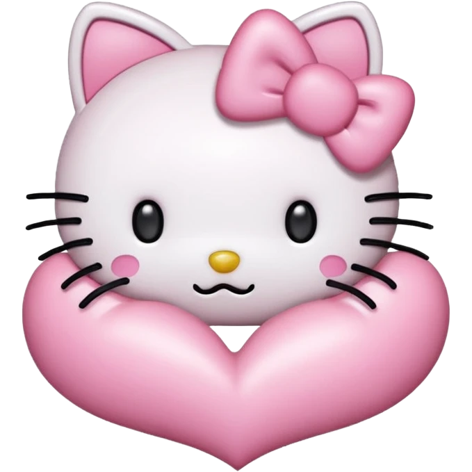 in love Hello Kitty emoticon, pink and white girly aesthetic, icon style emoji