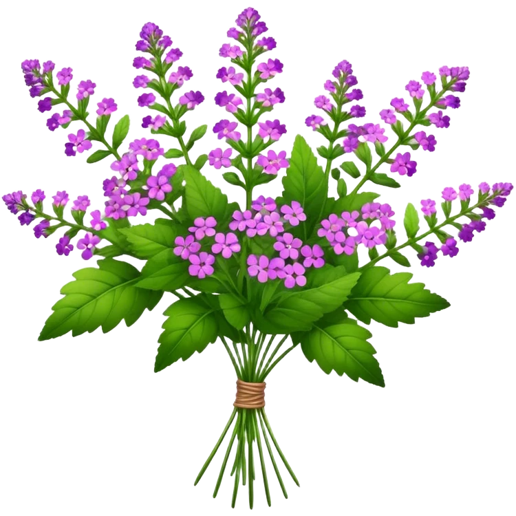 big bouquet Verbena, stem, leaf emoji