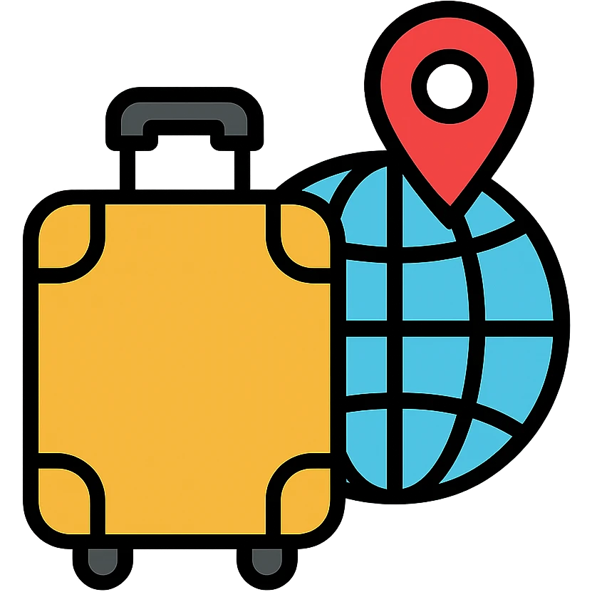 gold and black outlined icon for Travel emoji