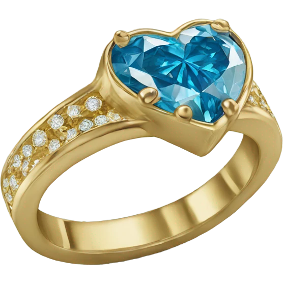 Blue Diamond heart gold ring emoji