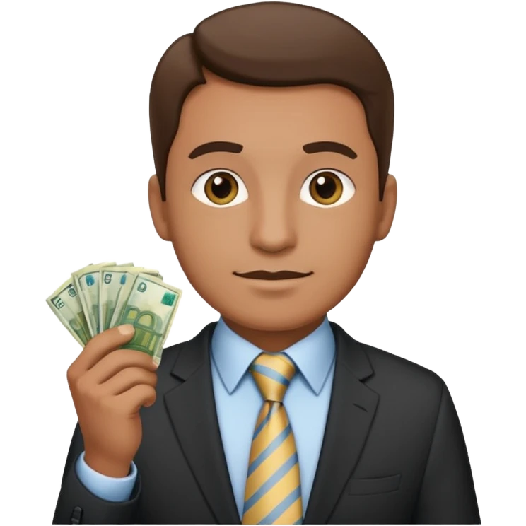 AN UNCLE with a tie in business clothes and with euro money
 emoji