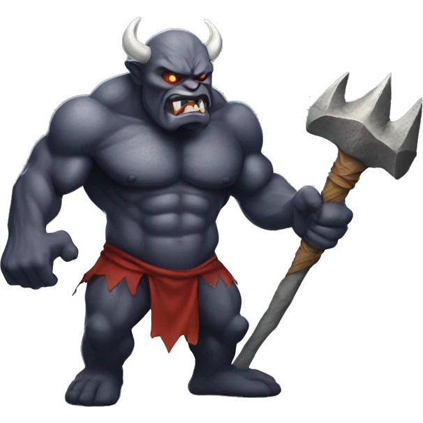Giant demon holding mace on top of rock emoji