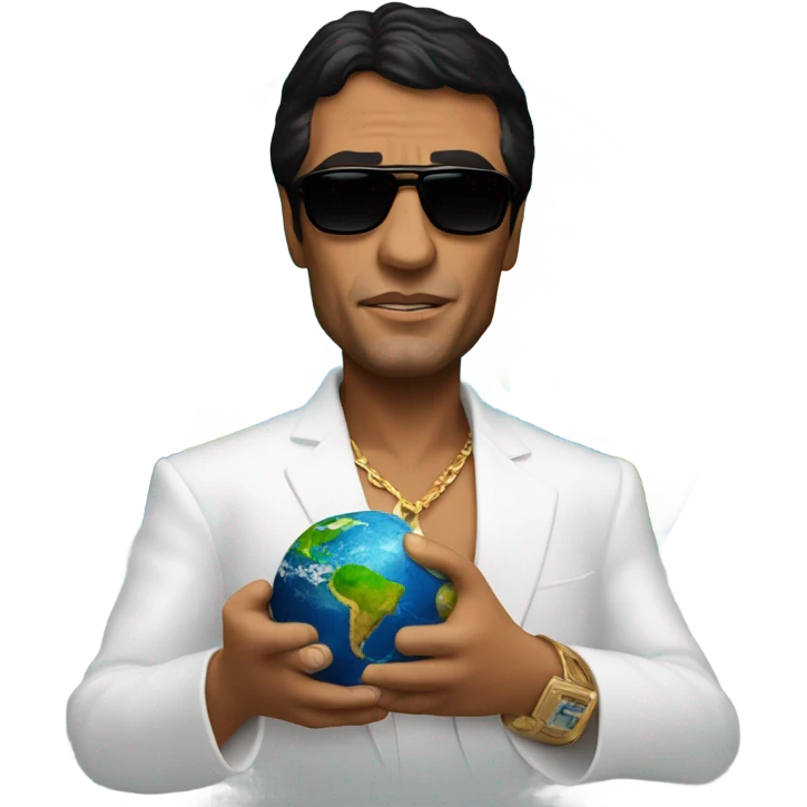 Tony Montana sunglasses the earth in his hands emoji