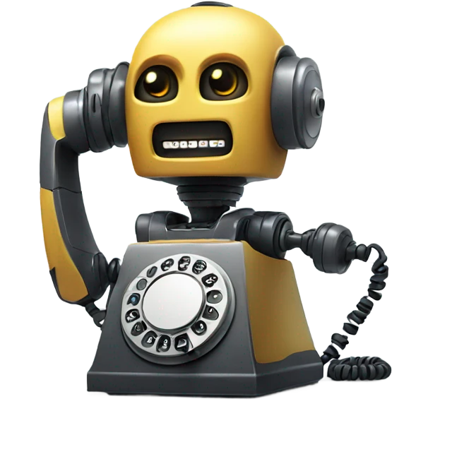 robot talking on a rotary phone emoji