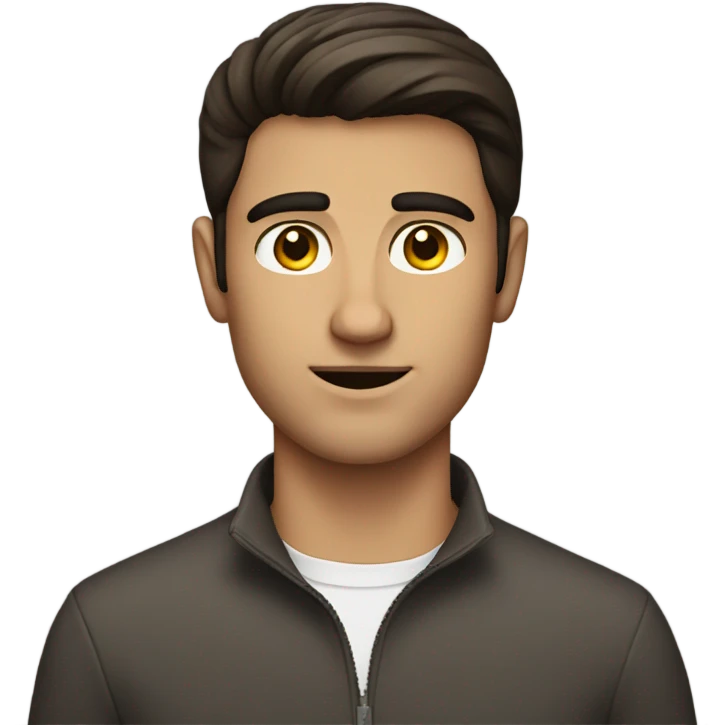 Brunette guy with unibrow emoji