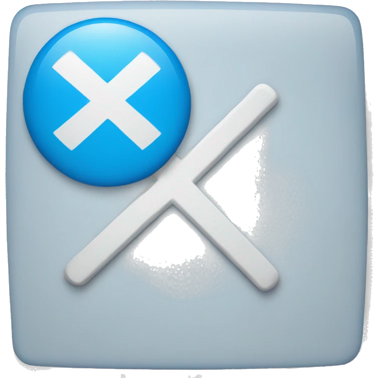 Blue round button with white letter X emoji