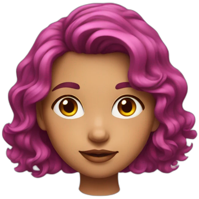 A young girl with dark pink medium length wavy hair emoji