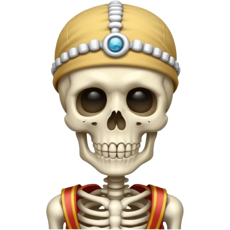 A skeleton having pookie band on his head emoji