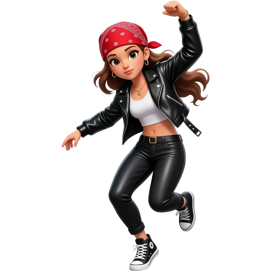 Woman with red bandana hip hop dancing emoji