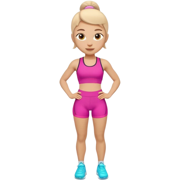 A 3D cartoon fit person showing a slim waistline, wearing sportswear, bright lighting, Memoji-style. emoji