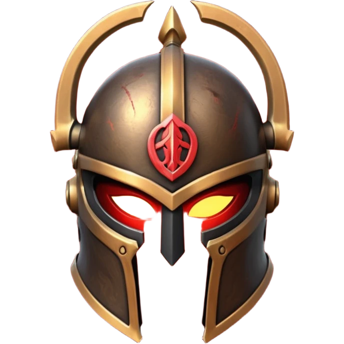 Ares legendary helmet object icon, ancient Greek helmet with glowing red runes, deep red energy glow, battle scars, epic fantasy style, 3D cartoon, mobile game icon style, centered, clean background, no text, no watermark

 emoji