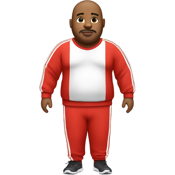 fat man in red sweatsuit with white stripe  emoji
