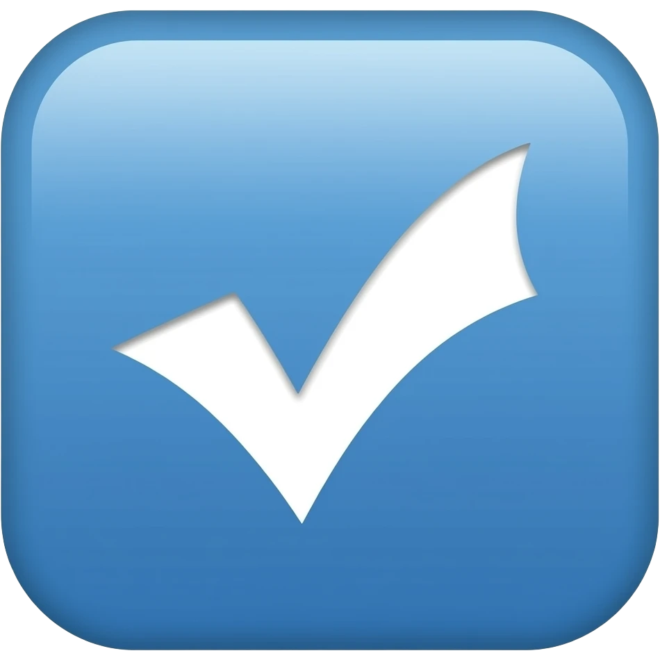 white checkmark in blue slanted box emoji