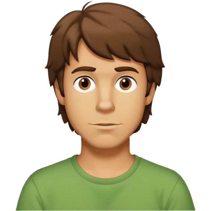 shaggy rogers brunette, brown eyes and green tshirt from scooby doo  emoji