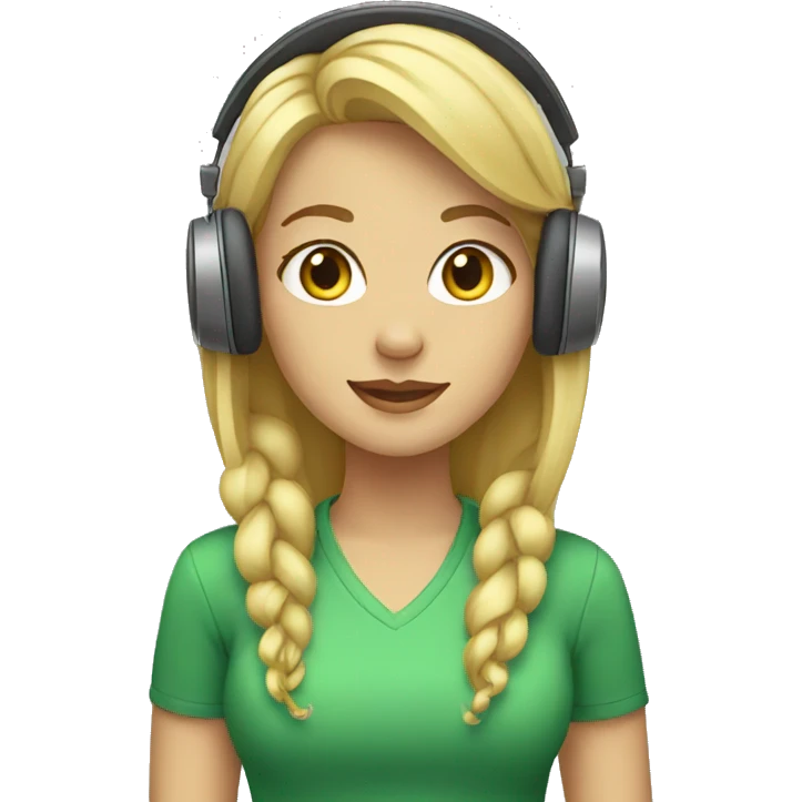 blonde girl with headphones emoji