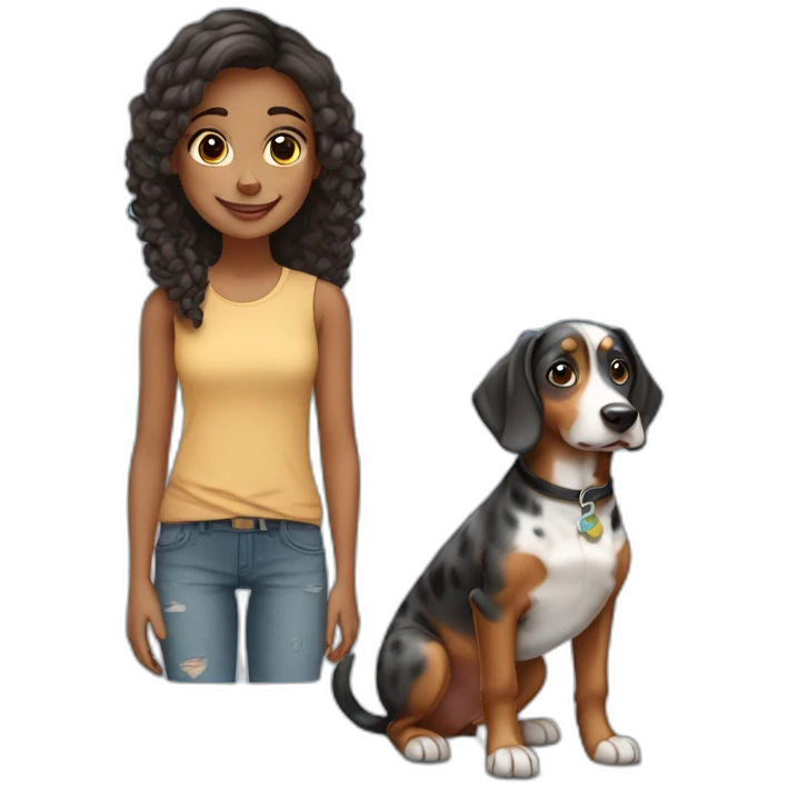 a girl with a teckel merle emoji