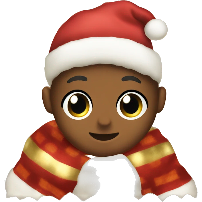 Christmas blanket, warm, festive, cute, aesthetic, red, gold, and white emoji