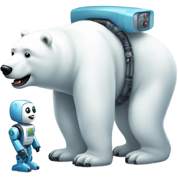 Un oso polar con una pierna robot emoji