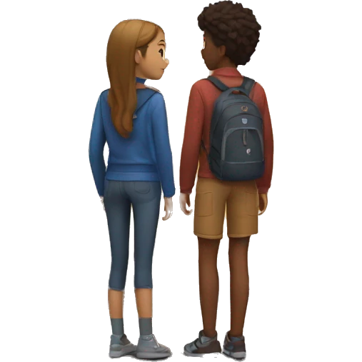 Girl and boy bestfrnds standing and seeing mountains  emoji