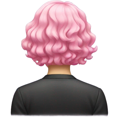 cyberpunk Pink wavy short hair rear view emoji