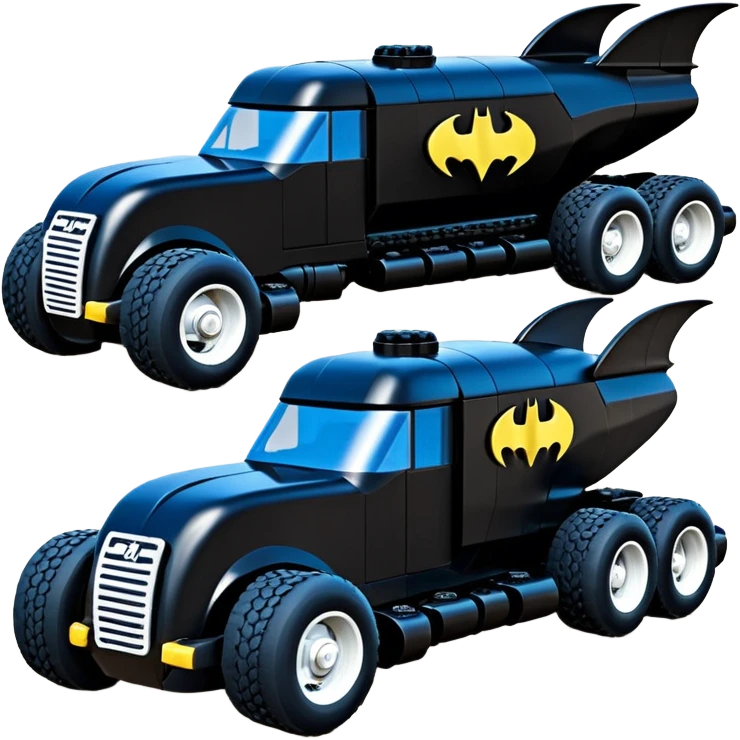 futuristic Batman’s Venomobile  Lego loosely based on 1956 freightliner semi (flat long straight organically-shaped mechanical roomy interior seating inside the body) stealthy town hot rod desert dirt racing rwd buggy  emoji