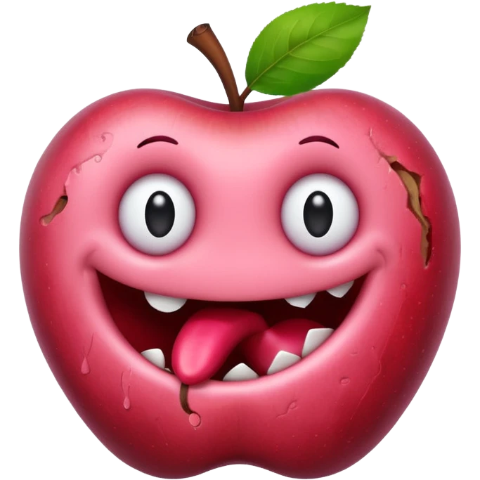 cute worm in ruined apple emoji