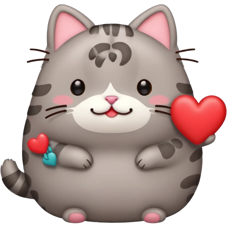 Pusheen cat red heart kawaii cute emoji