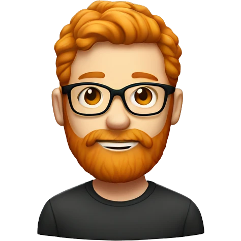 bright ginger man with beard with glasses emoji